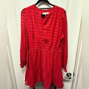 LOFT Vibrant Red Textured Dress